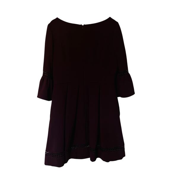 Eliza J Crew Neck Lattice Lace Detail Dress Size 14 Plum - Picture 3 of 8